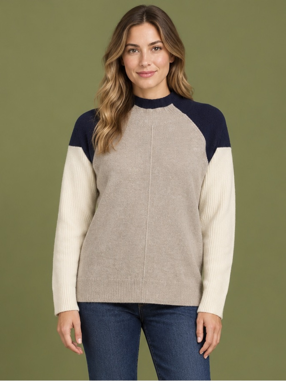 Vineyard Vines 100% Cashmere Colorblock Mock Neck Sweater M